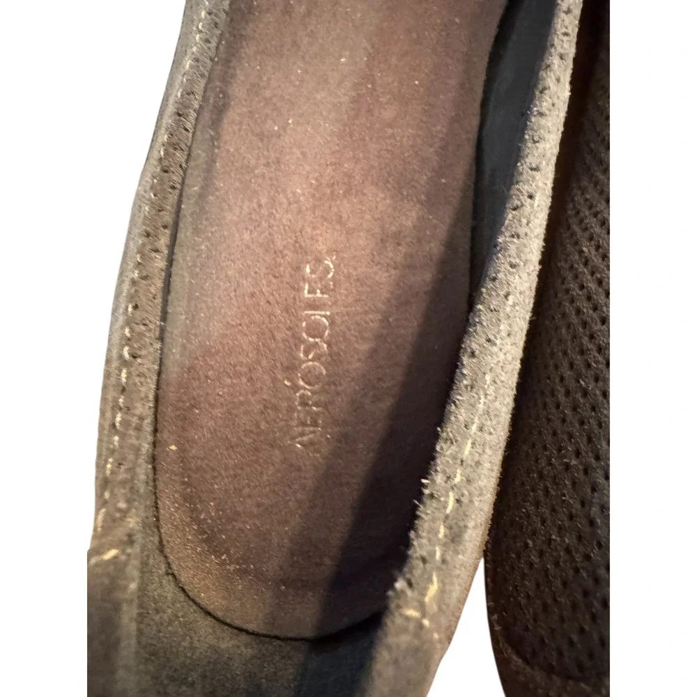 Aerosoles‎ Womens Gray Suede Perforated Buckle Ballet Flats Shoes Size 8 US